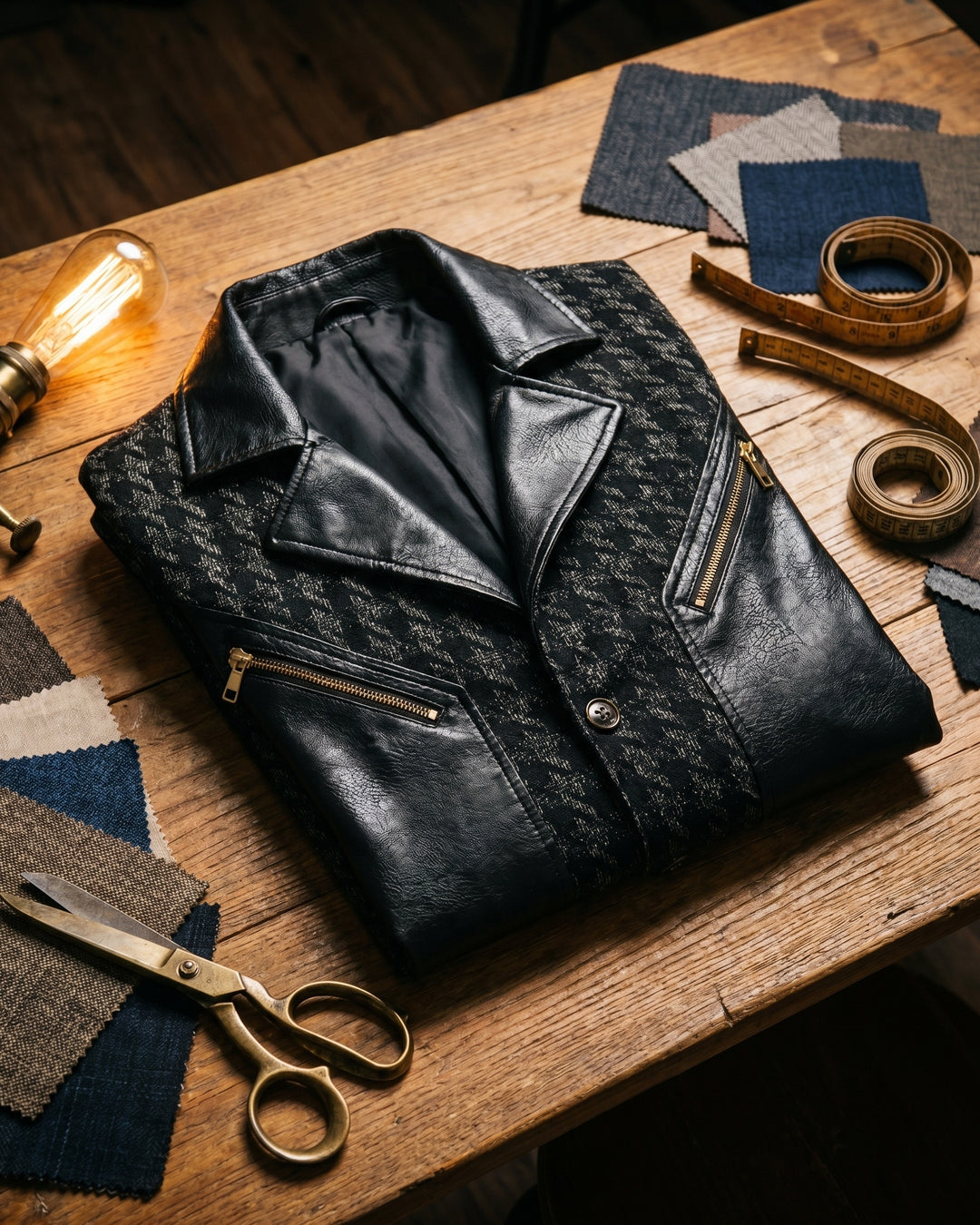 Santos Leather-Trim Houndstooth Jacket