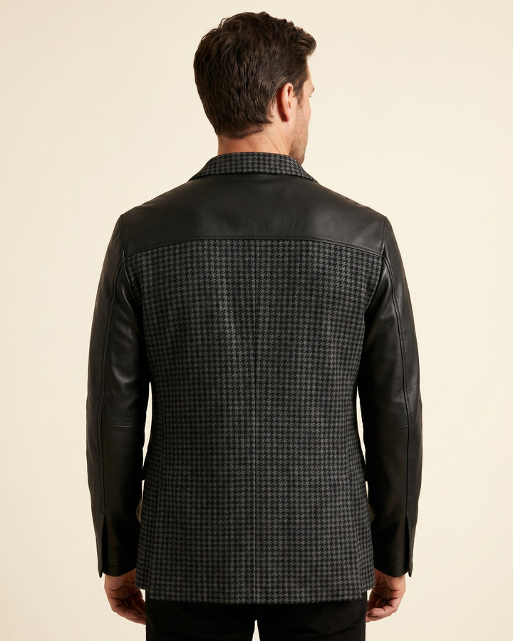 Santos Leather-Trim Houndstooth Jacket