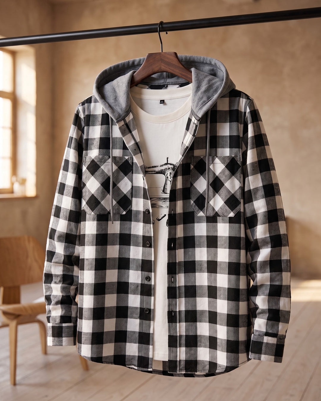 Pietro Hooded Flannel Overshirt