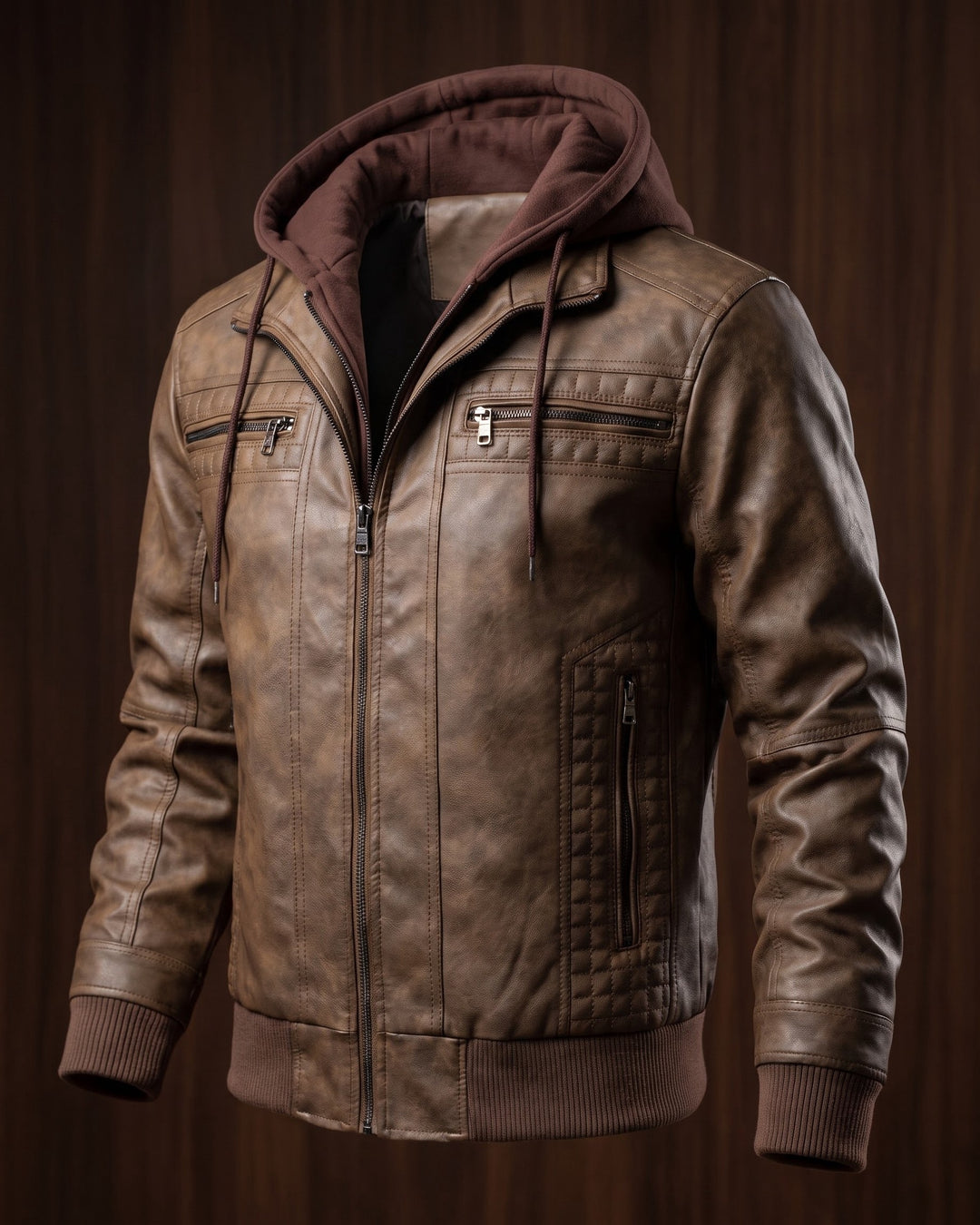 Silvio Leather Hooded Jacket