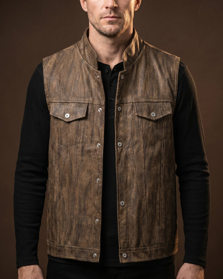 Antonio Faux Leather Vest Jacket