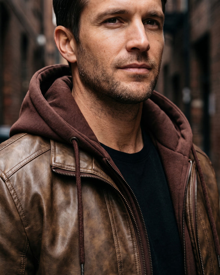 Silvio Leather Hooded Jacket