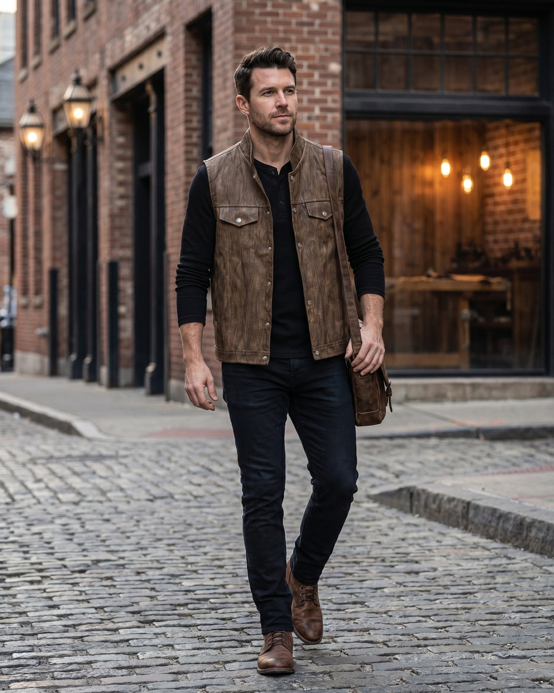 Antonio Faux Leather Vest Jacket