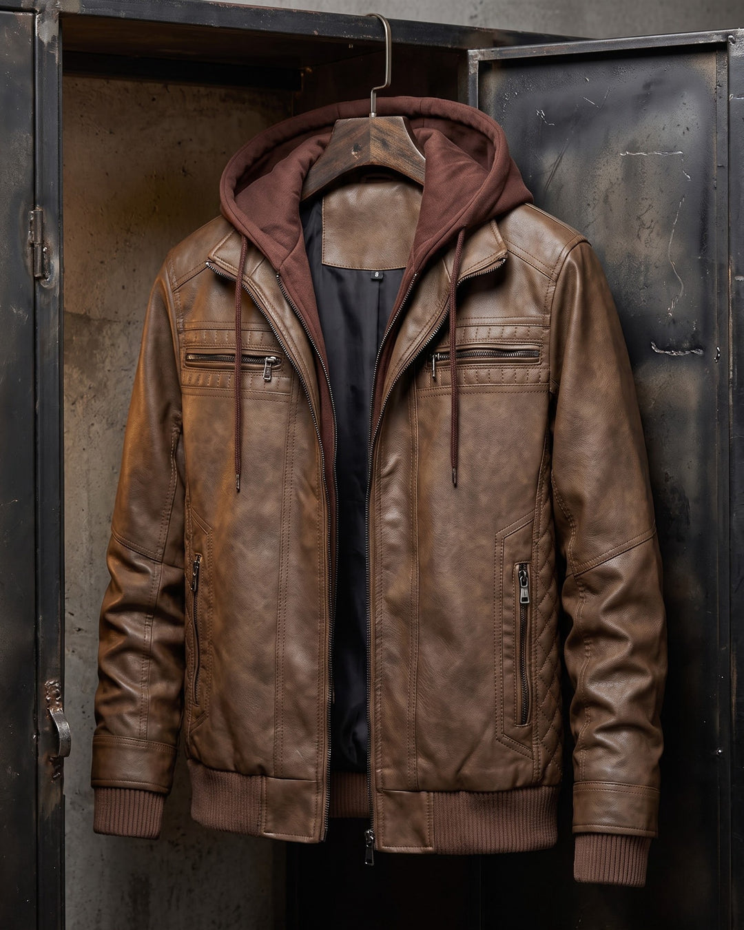 Silvio Leather Hooded Jacket