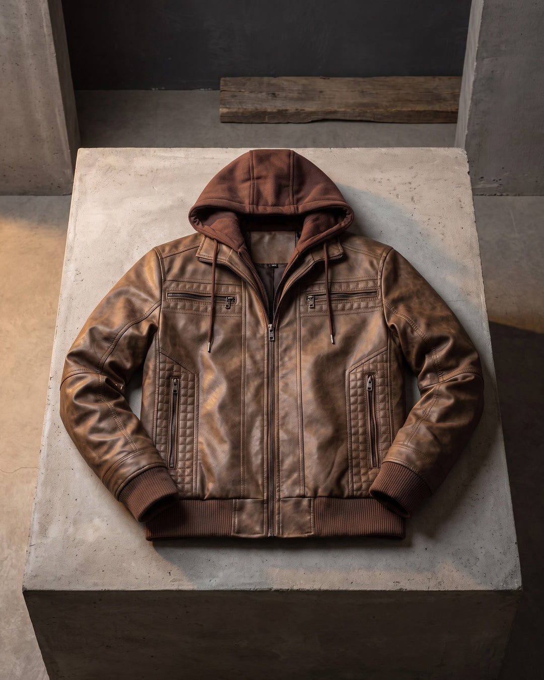 Silvio Leather Hooded Jacket