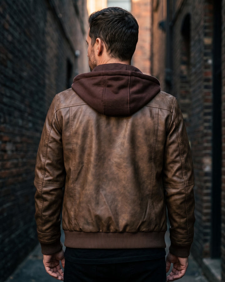 Silvio Leather Hooded Jacket