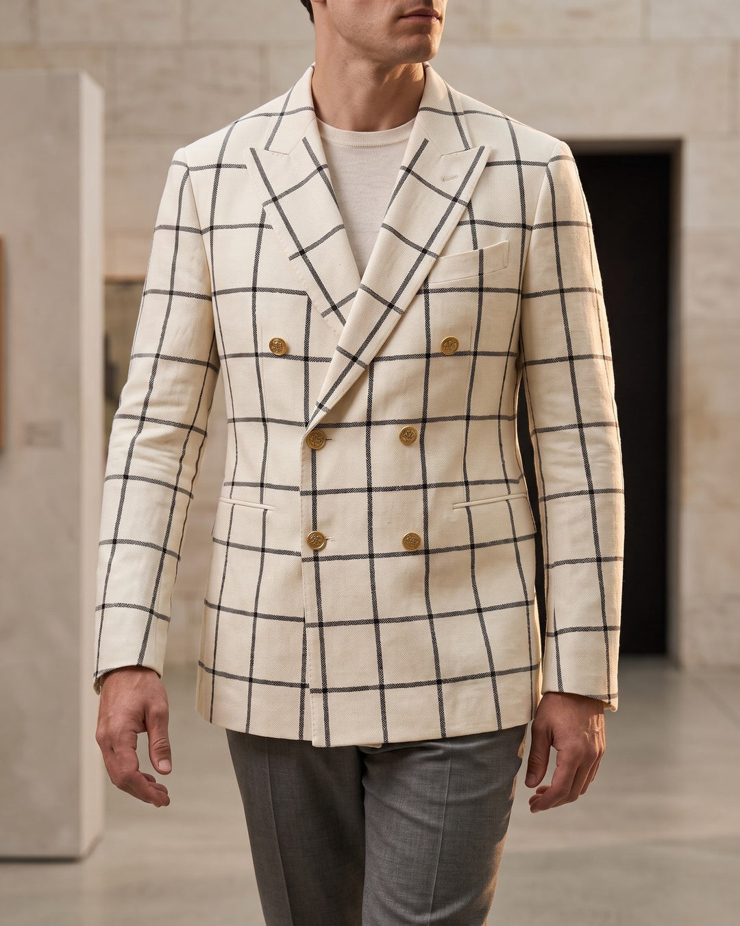 Salvatore Cotton Blend Double-Breasted Blazer