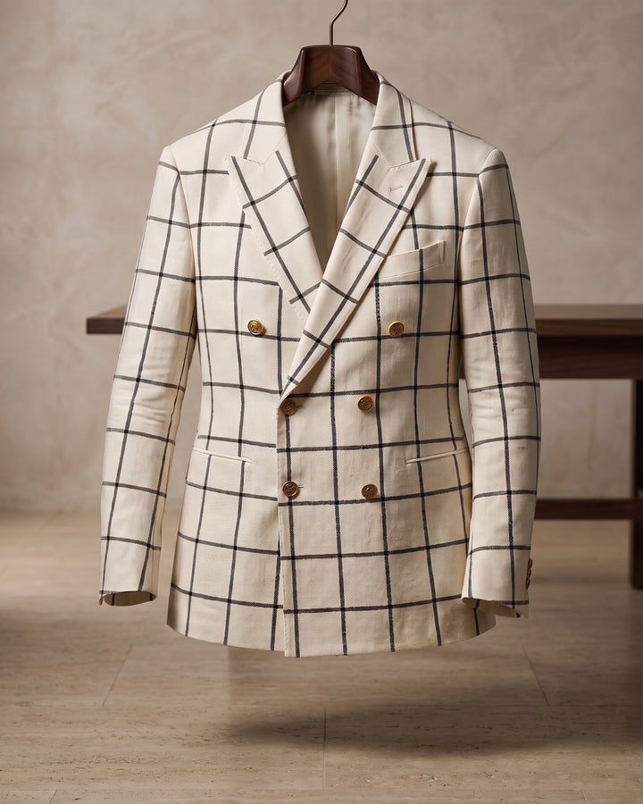 Salvatore Cotton Blend Double-Breasted Blazer
