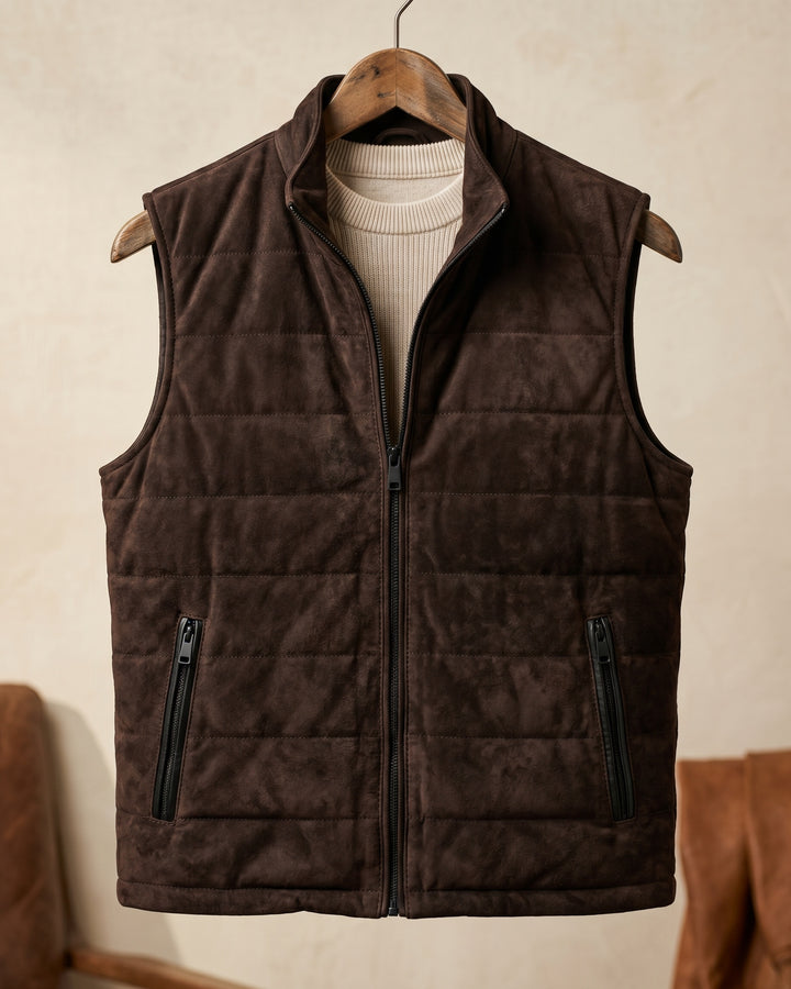 Vicente Quilted Suede Vest