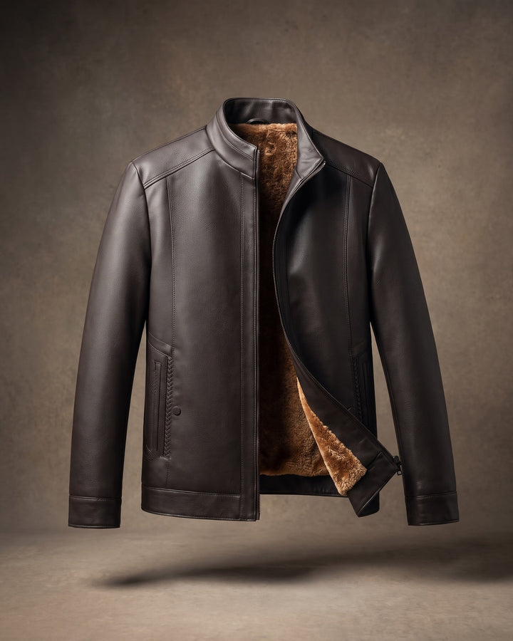 Francesco Faux Leather Sherpa-Lined Jacket
