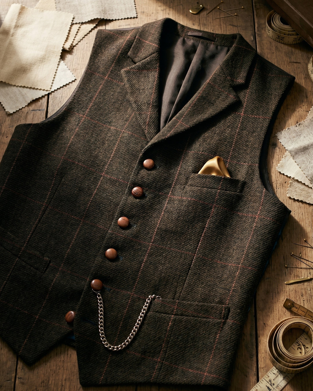 Vicente Tweed Lapelled Waistcoat