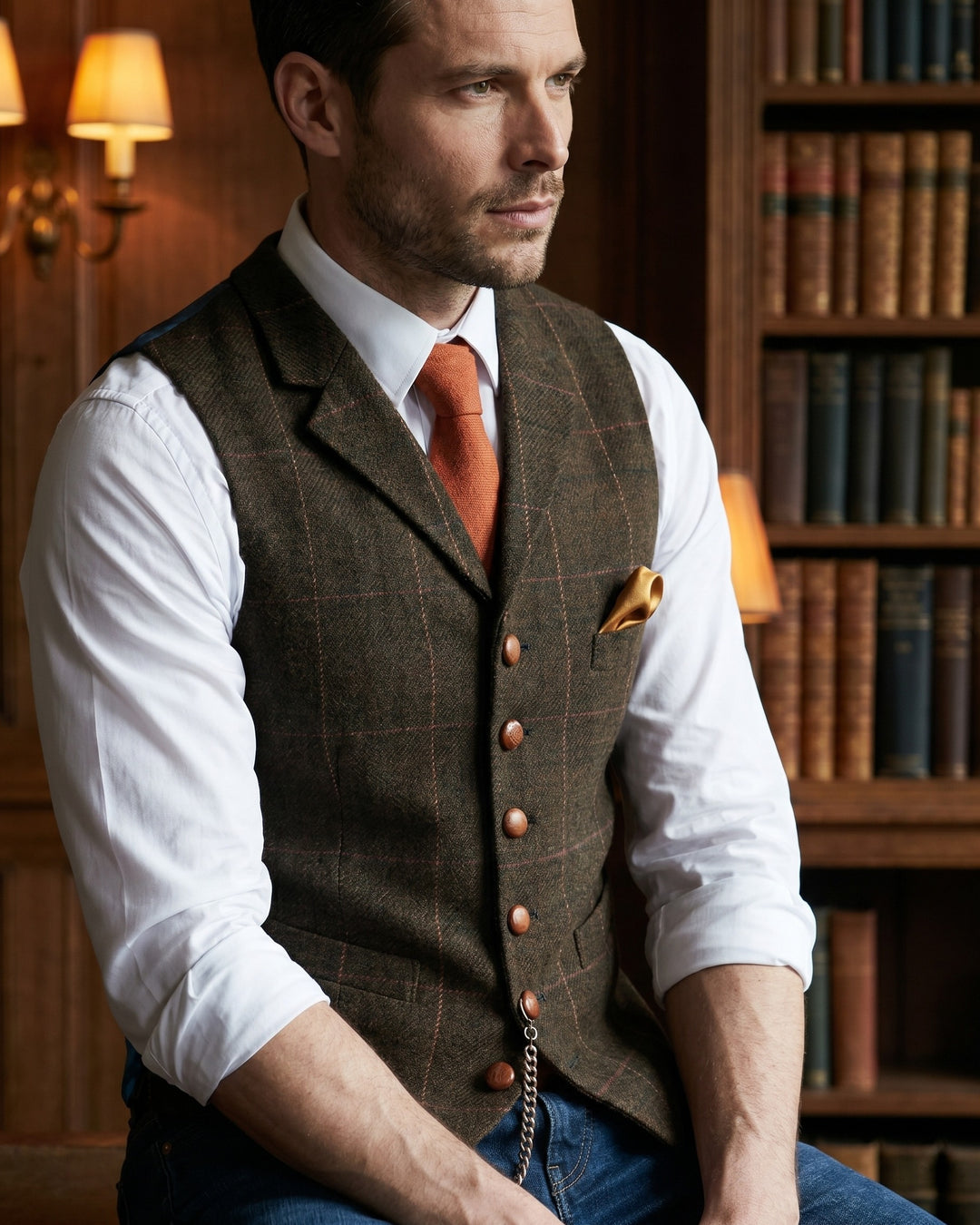 Vicente Tweed Lapelled Waistcoat