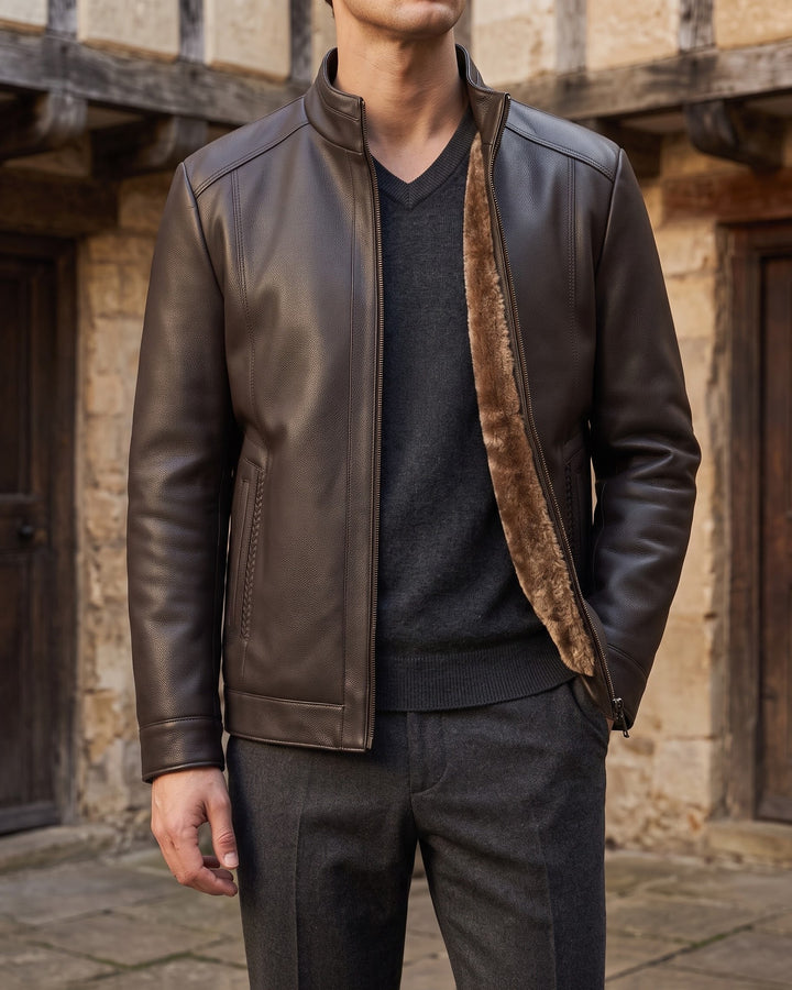 Francesco Faux Leather Sherpa-Lined Jacket