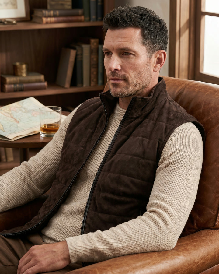 Vicente Quilted Suede Vest