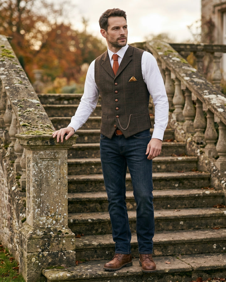 Vicente Tweed Lapelled Waistcoat