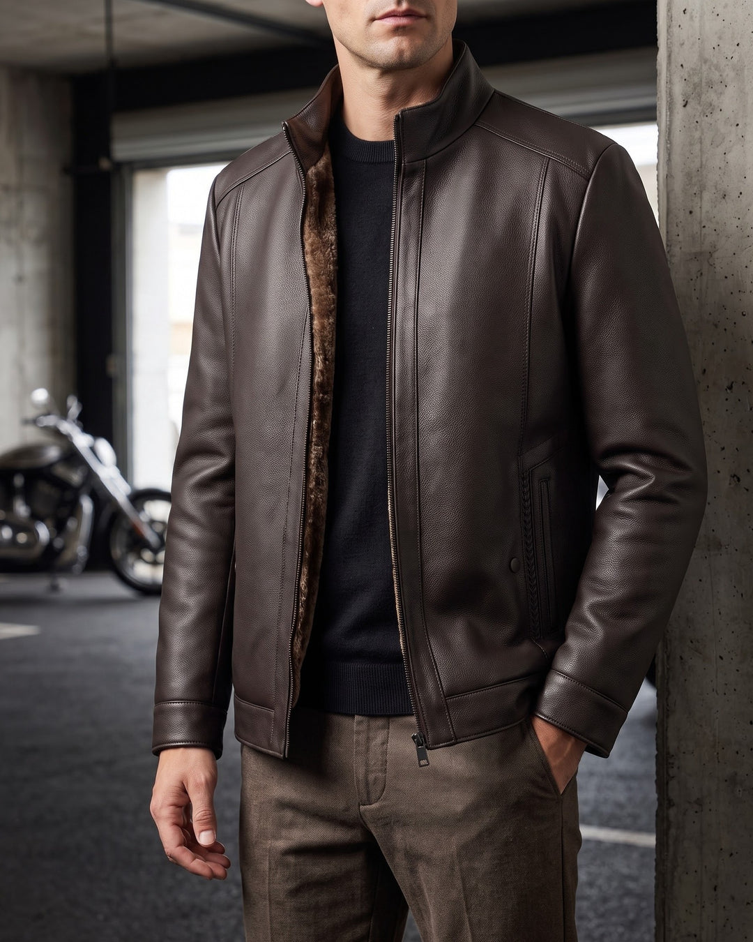 Francesco Faux Leather Sherpa-Lined Jacket