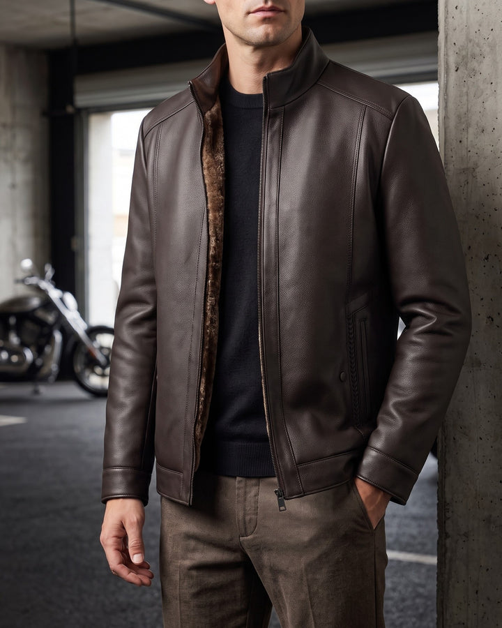 Francesco Faux Leather Sherpa-Lined Jacket