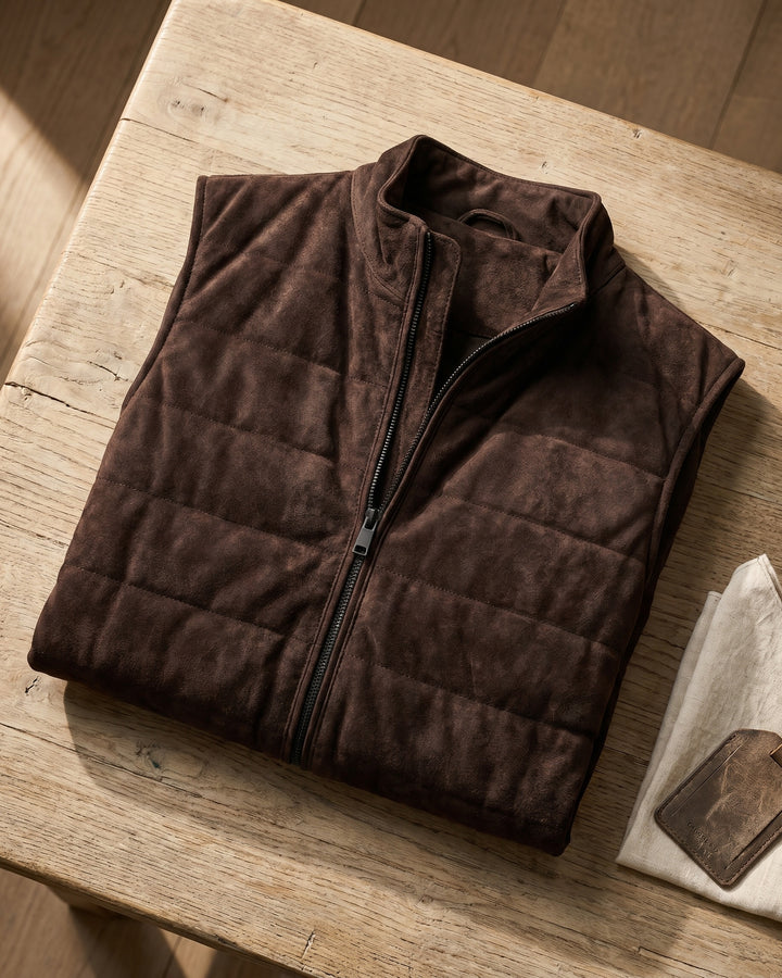 Vicente Quilted Suede Vest