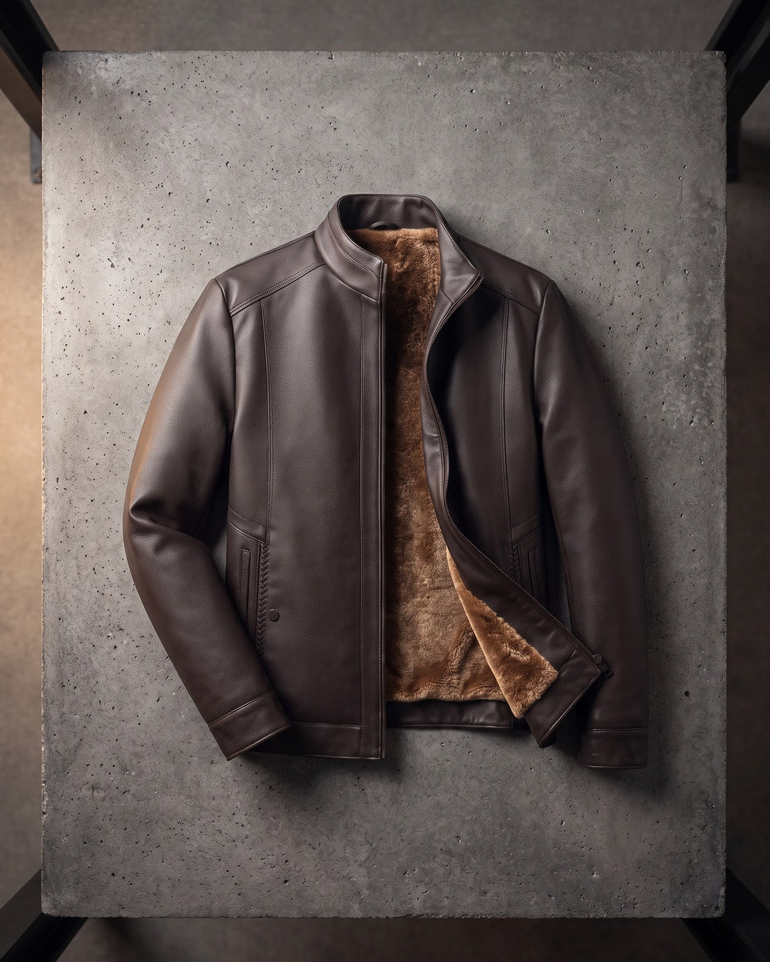 Francesco Faux Leather Sherpa-Lined Jacket