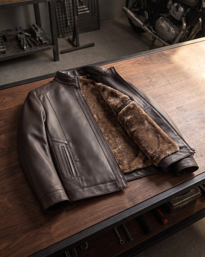 Francesco Faux Leather Sherpa-Lined Jacket