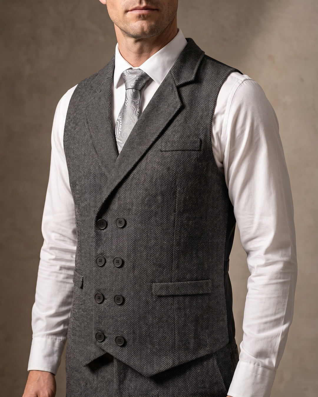 Guido Herringbone Tweed Vest