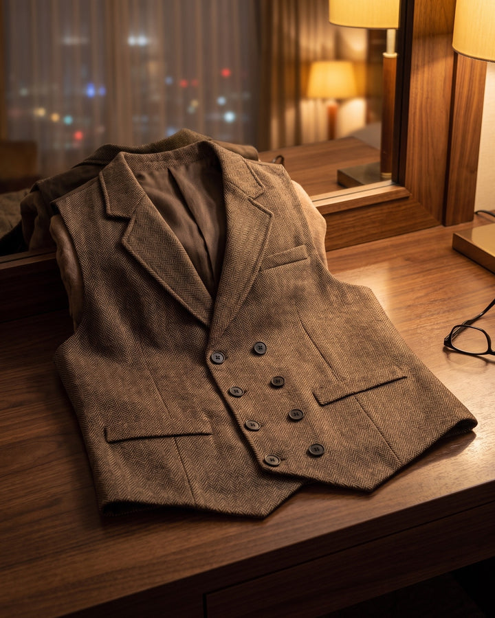 Guido Herringbone Tweed Vest
