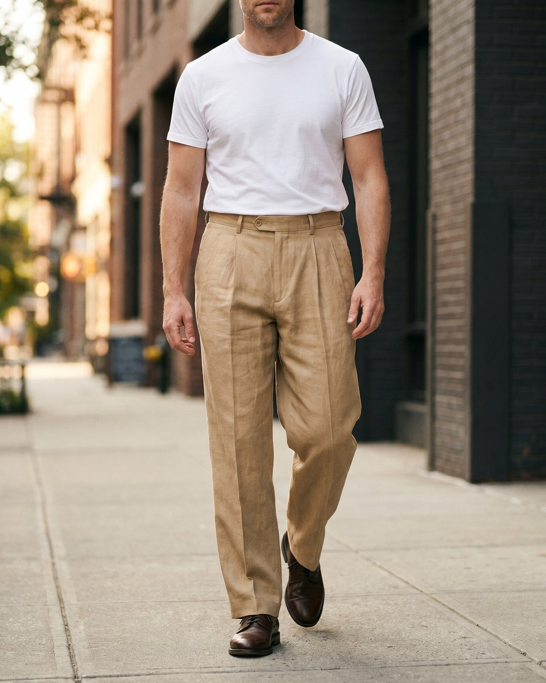 Augusto Linen Pleated Trousers