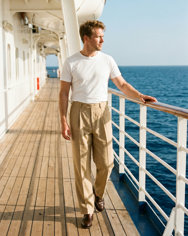Augusto Linen Pleated Trousers
