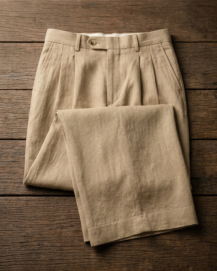 Augusto Linen Pleated Trousers