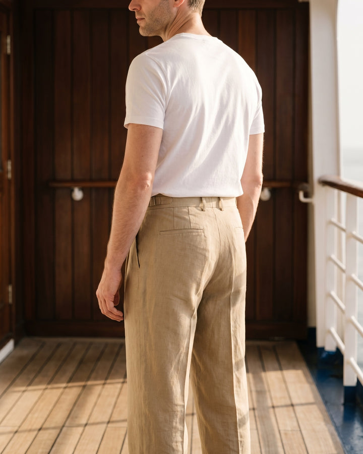 Augusto Linen Pleated Trousers