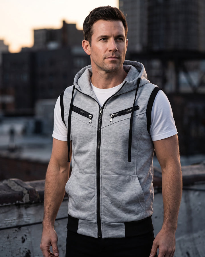 Domenico Cotton Blend Hoodie Vest