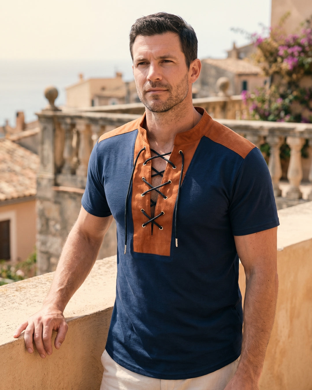 Renzo Lace-Up T-Shirt