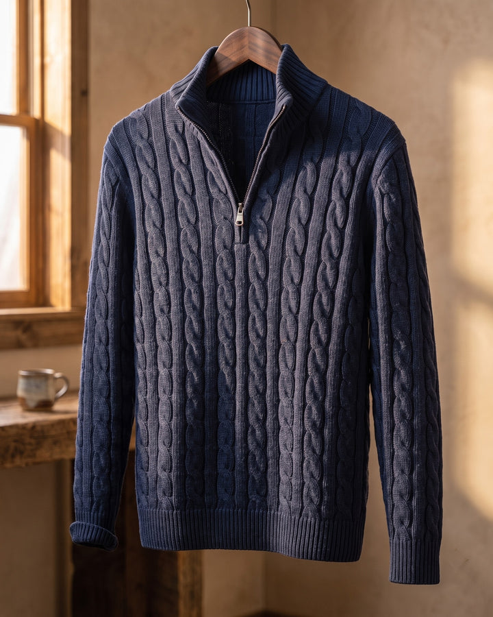 Vicente Cable Knit Quarter-Zip Sweater