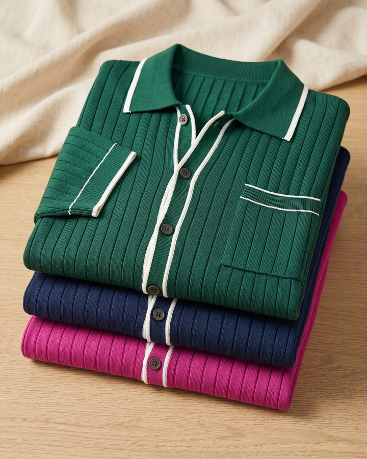 Isidoro Ribbed-Knit Polo Shirt