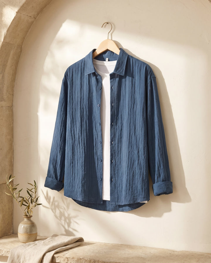 Valentino Cotton-Rayon Crinkle Shirt