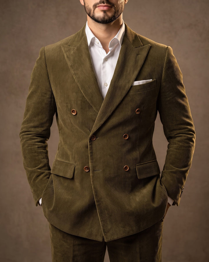 Salvador Corduroy Double-Breasted Suit Set