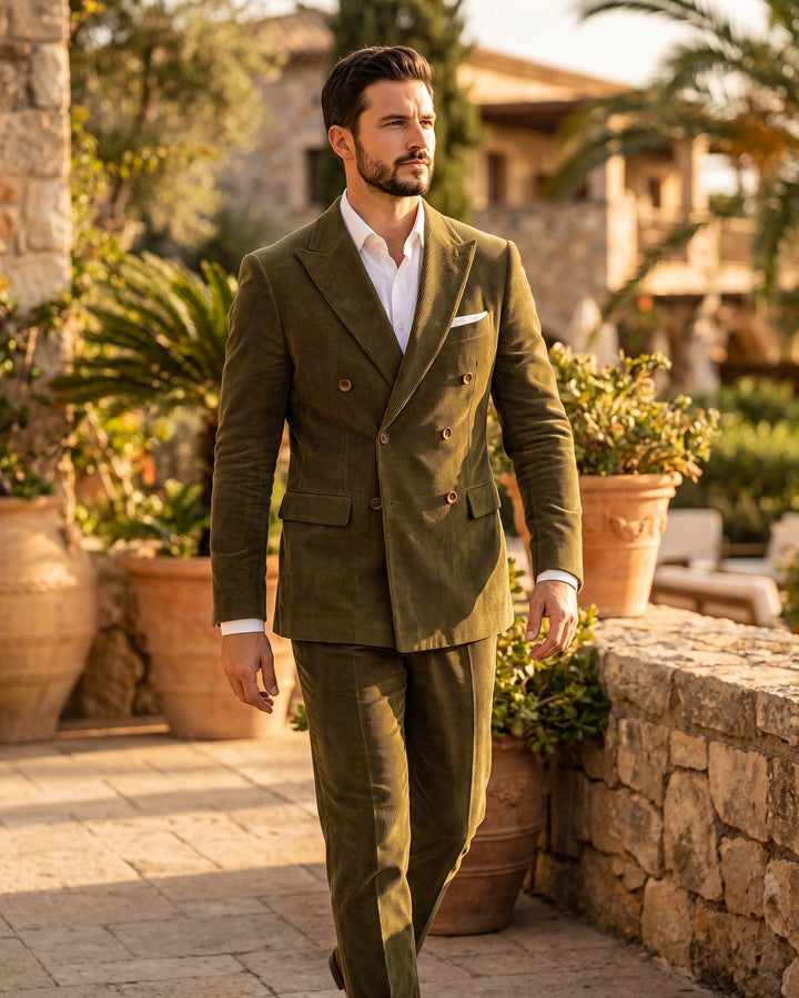 Salvador Corduroy Double-Breasted Suit Set