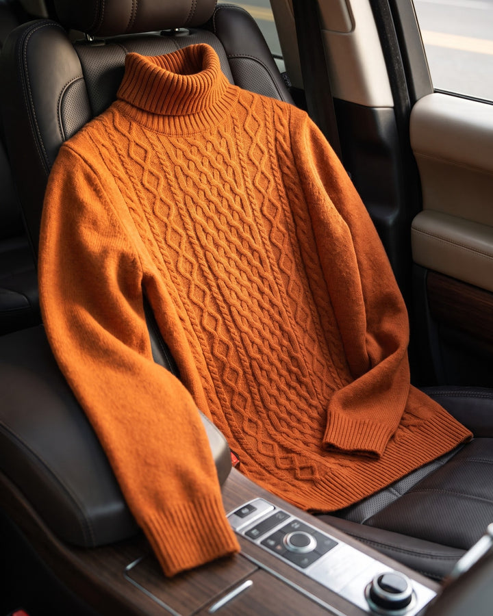 Giulio Wool Cable-Knit Turtleneck Sweater