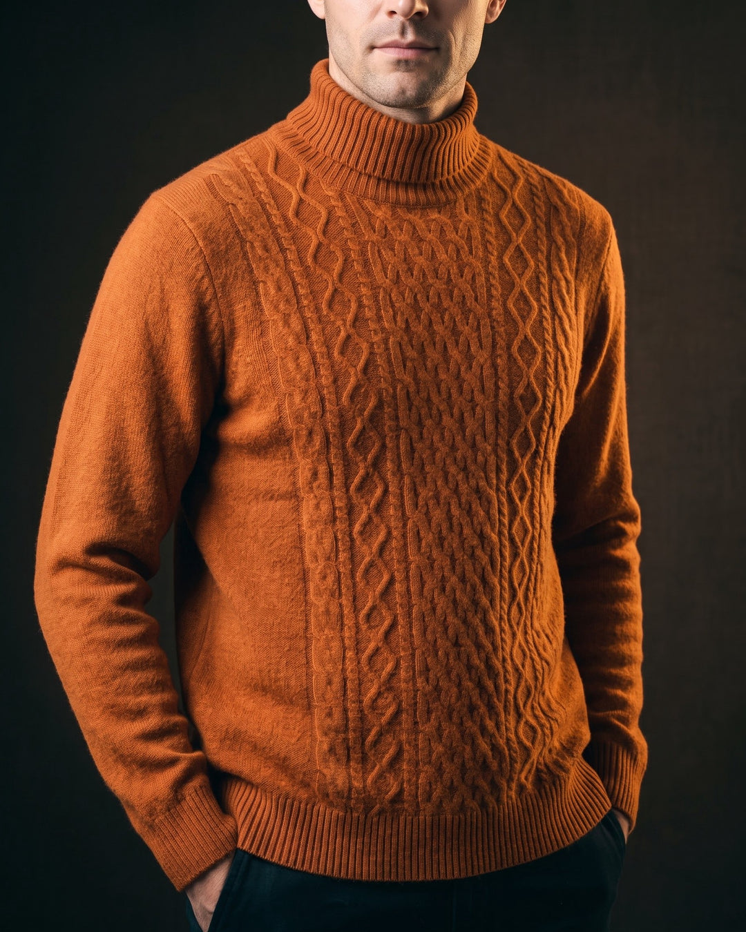 Giulio Wool Cable-Knit Turtleneck Sweater