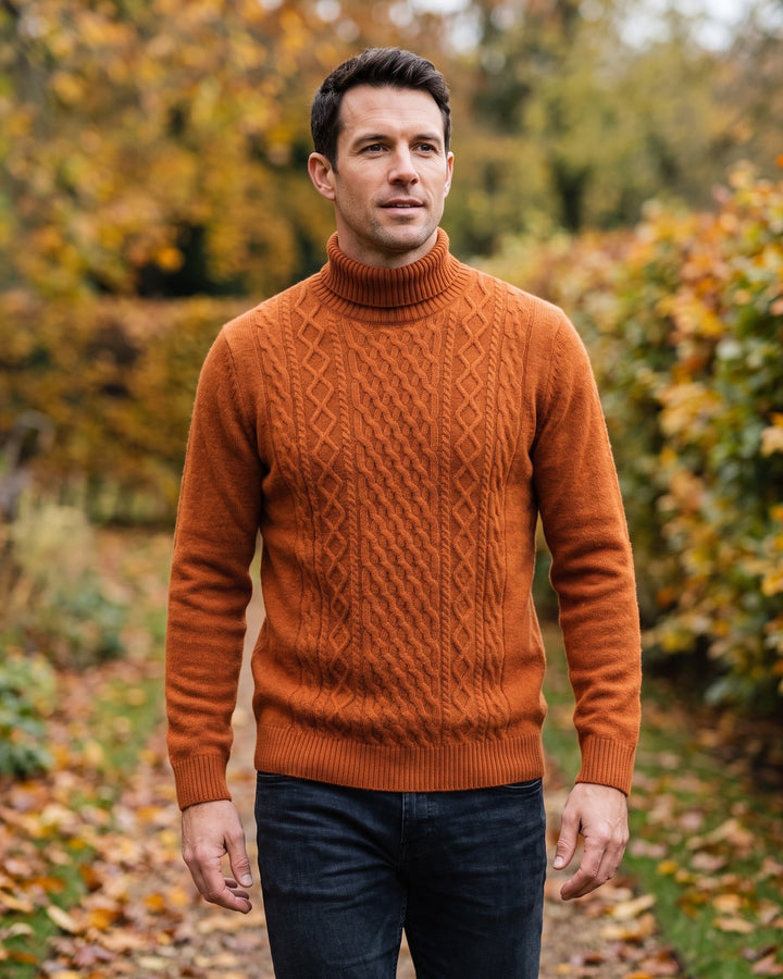 Giulio Wool Cable-Knit Turtleneck Sweater