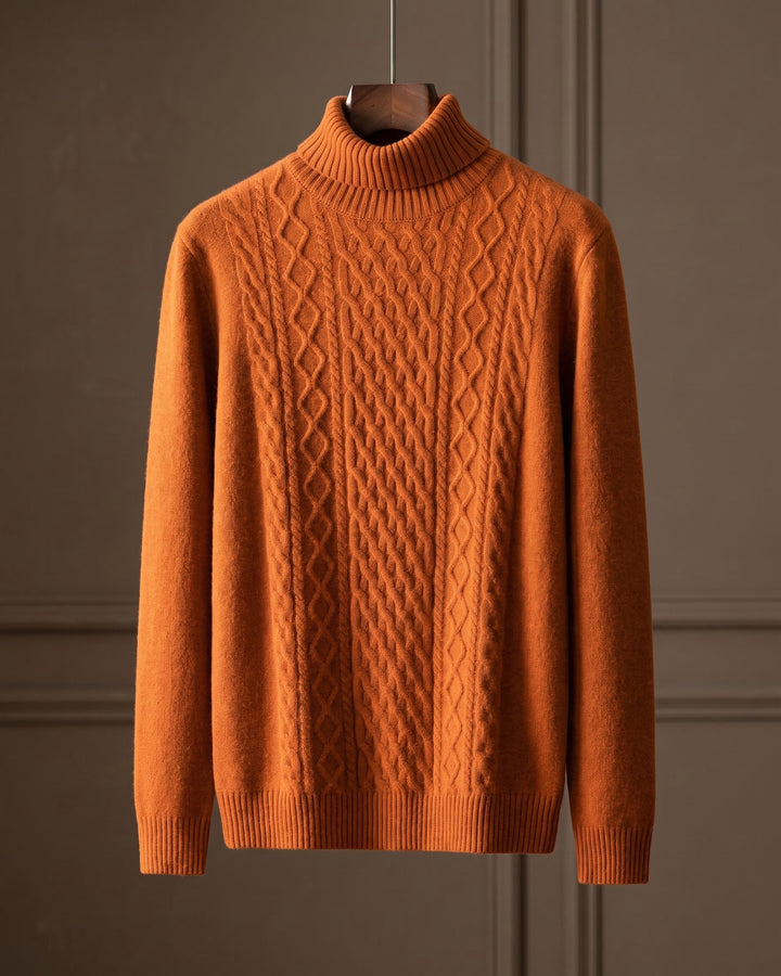 Giulio Wool Cable-Knit Turtleneck Sweater