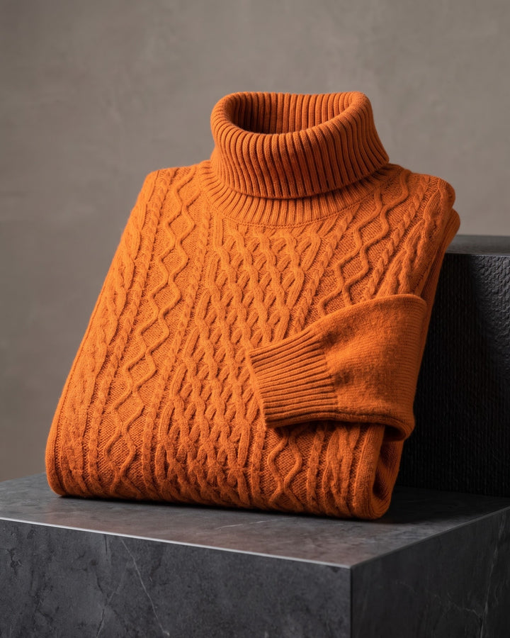 Giulio Wool Cable-Knit Turtleneck Sweater