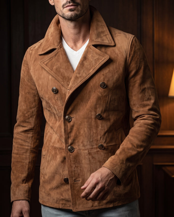 Ermanno Suede Leather Peacoat