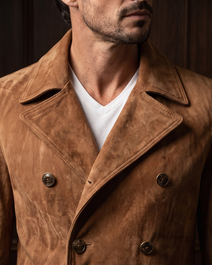 Ermanno Suede Leather Peacoat