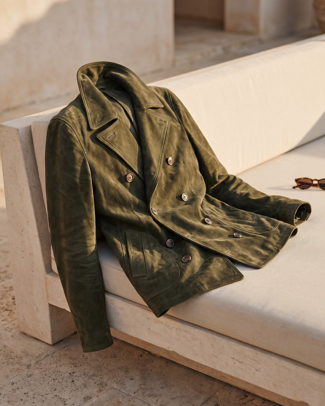 Ermanno Suede Leather Peacoat