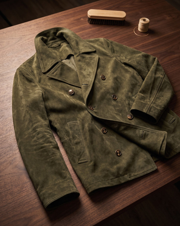 Ermanno Suede Leather Peacoat