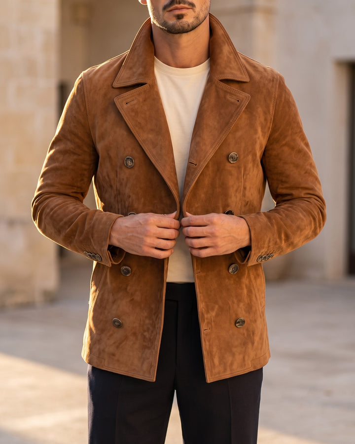 Ermanno Suede Leather Peacoat