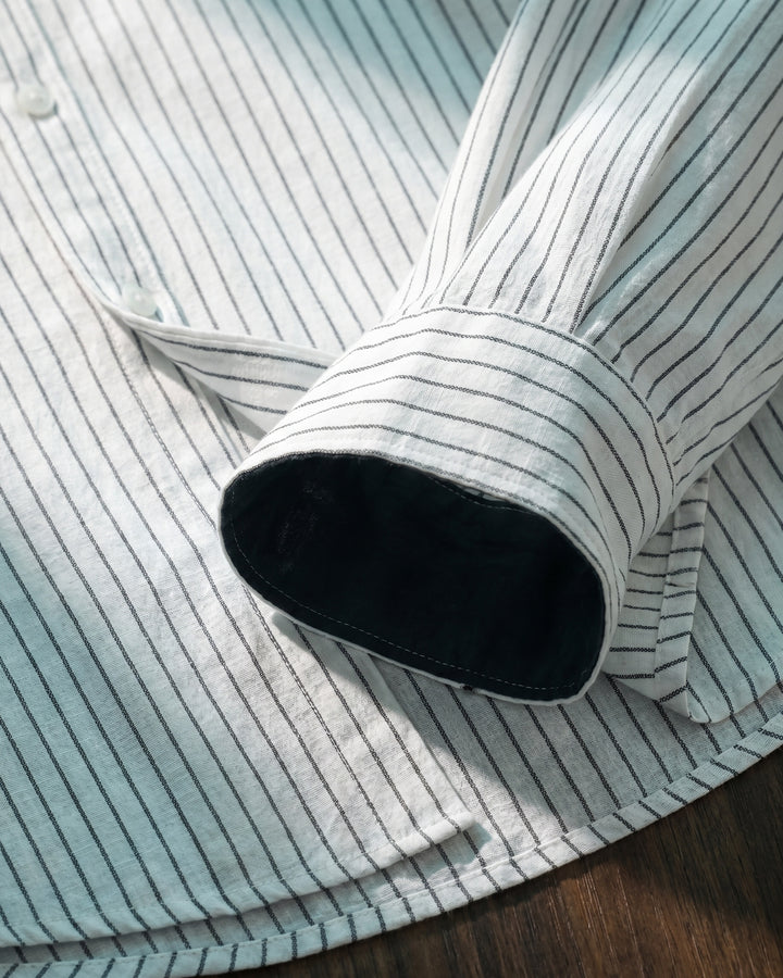 Orazio Linen Blend Mandarin Collar Shirt