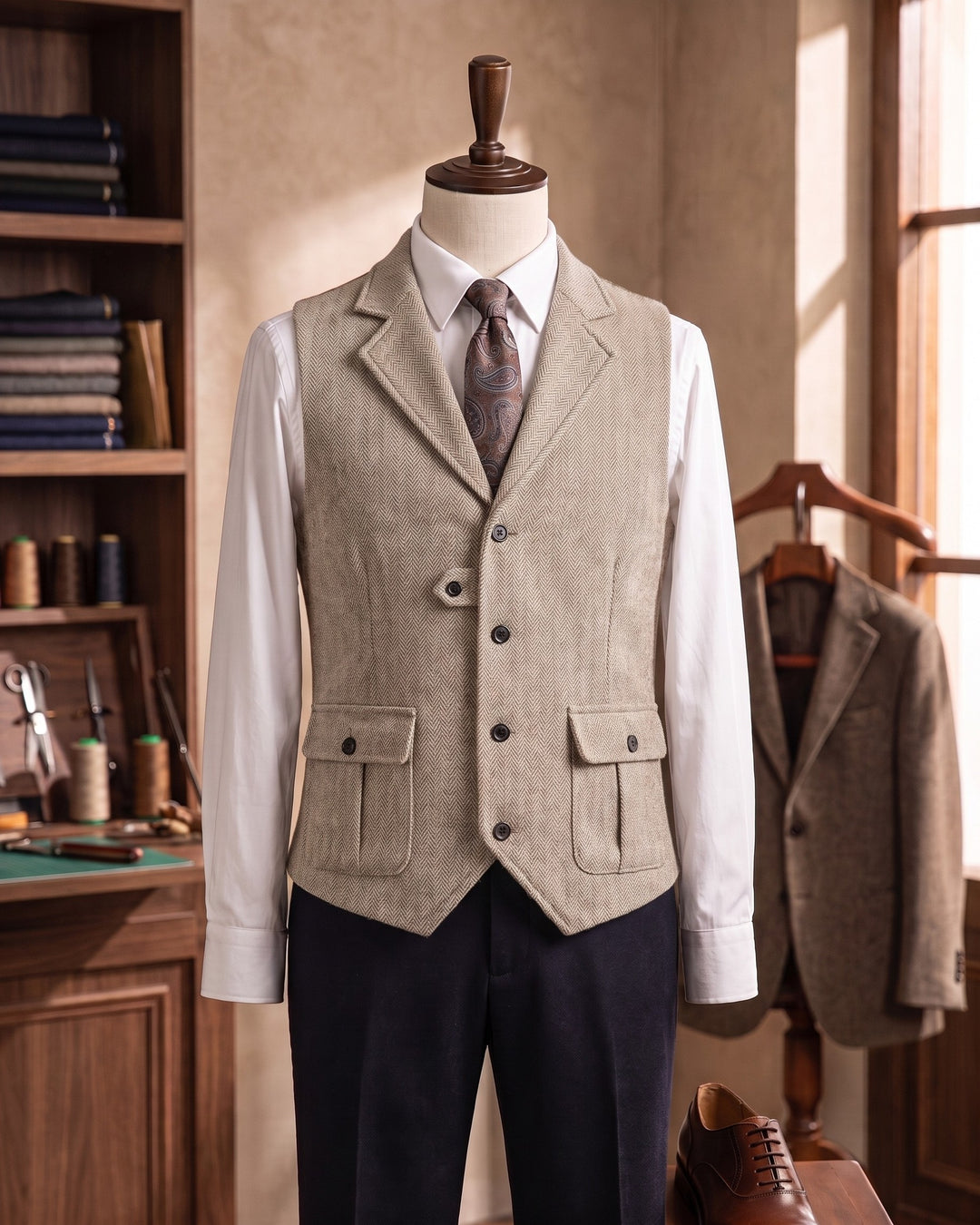 Vittorio Herringbone Waistcoat