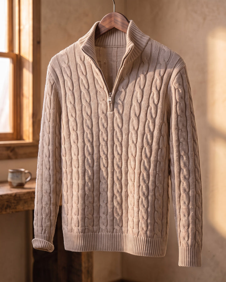 Vicente Cable Knit Quarter-Zip Sweater